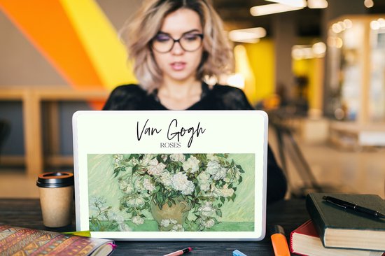 Laptop sticker - 15.6 inch - Schilderij - Van Gogh - Roses - 36x27,5cm - Laptopstickers - Laptop skin - Cover