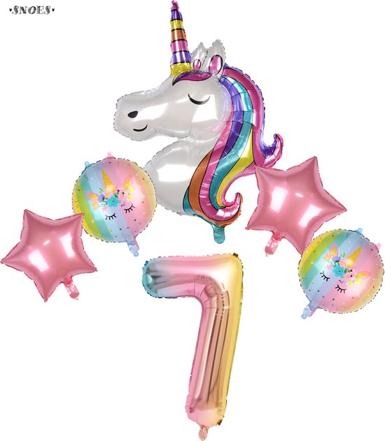 Snoes * Unicorn * Licorne * Set de 6 Ballons XL * Unicorn Numéro 7 Rose  Clair *