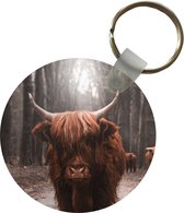 Sleutelhanger - Schotse hooglander - Bos - Koe - Dieren - Natuur - Plastic - Rond - Uitdeelcadeautjes
