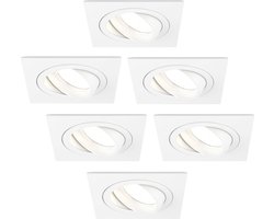 Ledvion - 6X LED Inbouwspot Sevilla - Dimbaar - 3W - 2700K - Ø92 mm - Wit