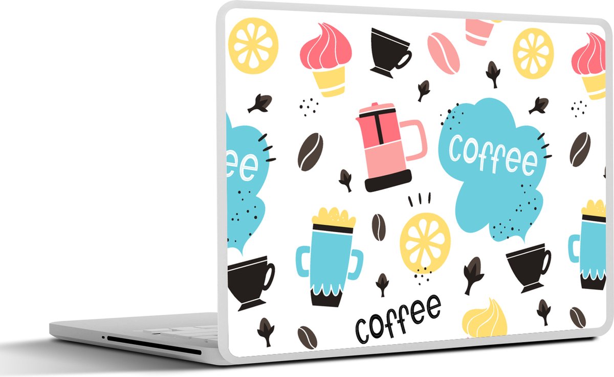 Laptop sticker - 10.1 inch - Patronen - Koffiebonen - Koffie - IJs - 25x18cm - Laptopstickers - Laptop skin - Cover
