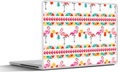 Laptop sticker - 10.1 inch - Flamingo - Zomer - Cocktail - Patroon - 25x18cm - Laptopstickers - Laptop skin - Cover