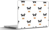 Sticker ordinateur portable - 14 pouces - Panda - Zwart - Wit - Motif