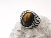 RVS ovale edelsteen ring met Tijgeroog edelsteen maat 18. Geweldig cadeau te geven of zelf dragen.