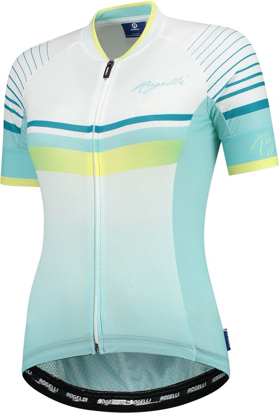 Rogelli Impress Fietsshirt - Korte Mouwen - Dames - Turquoise, Geel - Maat XS