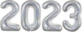 Feuille Ballon Numéro 2023 Nouvel An Décoration Nouvel An Fête Favors Happy New Glitter Argent - Taille XL