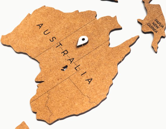 MiMi Innovations Carte du Wereldkaart en Bois de Luxe - Décoration Décoration murale - Véritable Puzzle avec Noms de Pays - 150x90 cm/59.1x35.4 pouces - Marron