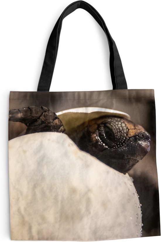 MuchoWow® Schoudertas - Strandtas - Big Shopper - Boodschappentas - Schildpad - Baby - Ei - 45x45 cm - Katoenen tas