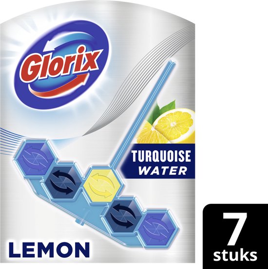 Glorix Power 5+ Turquoise Water Citroen Toiletblokken - 7 stuks - Voordeelverpakking