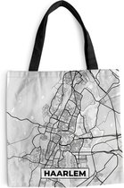 MuchoWow® Schoudertas - Strandtas - Big Shopper - Boodschappentas - Stadskaart - Haarlem - Grijs - Wit - 45x45 cm - Katoenen tas