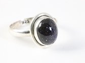Bague fine en argent avec pierre de soleil bleue - taille 16