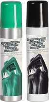 Guirca Haarspray/bodypaint spray - 2x kleuren - groen en zwart - 75 ml