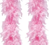Veren Boa - 2 stuks - Carnaval verkleedaccessoire - lichtroze - 180 cm