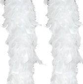 Veren Boa - 2 stuks - Carnaval verkleedaccessoire - ivoor wit - 180 cm