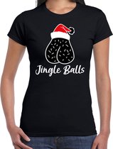 Bellatio Decorations Foute humor Kerst t-shirt jingle balls - dames - zwart XL