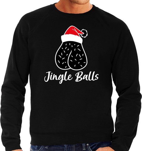 Bellatio Decorations Foute humor Kersttrui jingle balls Kerst - sweater - zwart - heren L