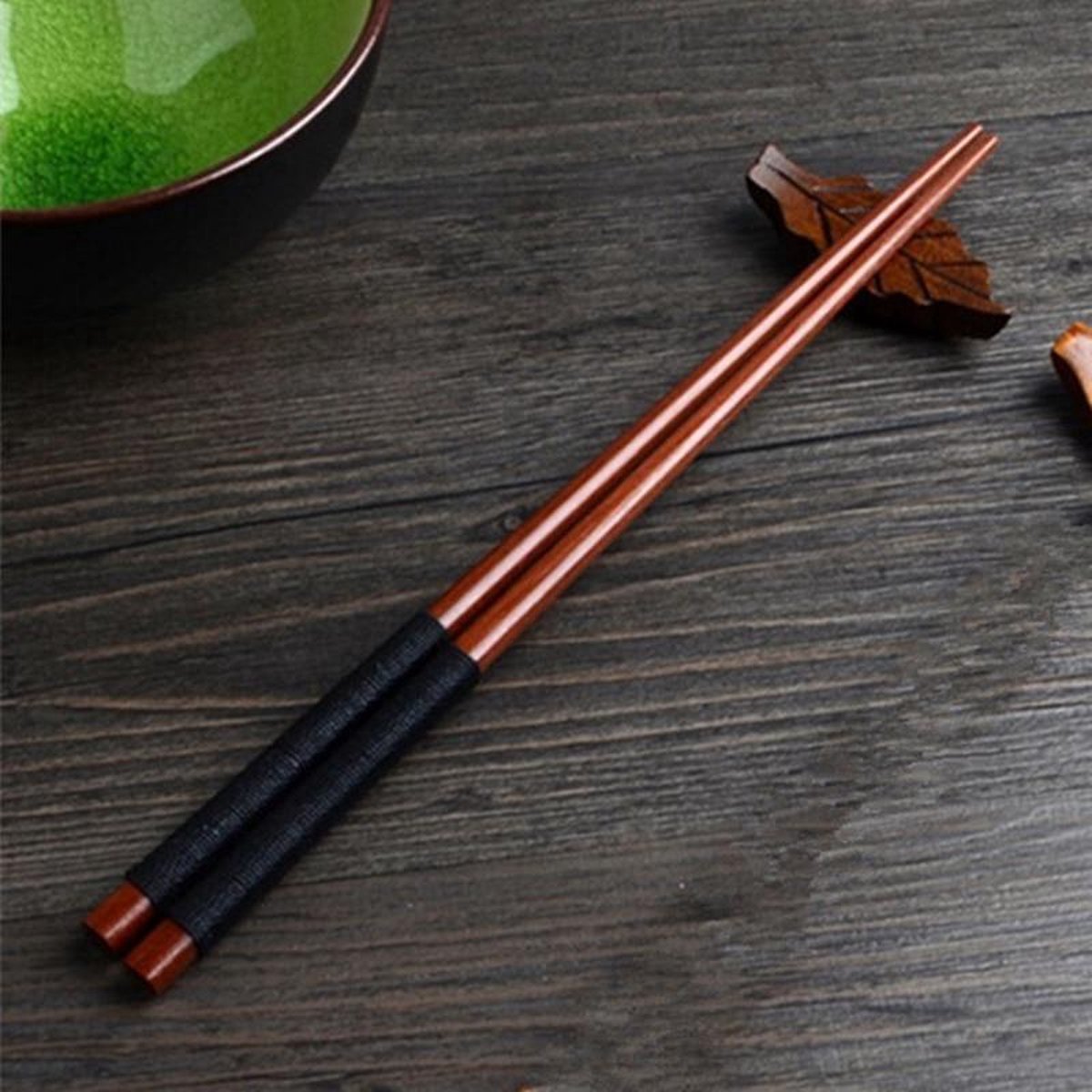 Knaak Houten Chopsticks - 2 Paar - Chestnut Bruin - Herbruikbaar - Anti-slip Design - 23.5 cm