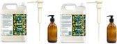 FAITH IN NATURE - Shampoo & Conditioner Jojoba Refill - 2 x 5 Liter = 10 liter - met 2 pompjes - nu met 2 Gratis glazen refill flessen 500ml