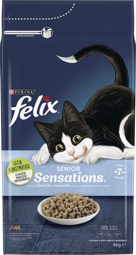 enthousiasme Koel maat Felix Senior Sensations - Kattenvoer - Kip, Kalkoen, Groenten - 4 x 4kg |  bol.com