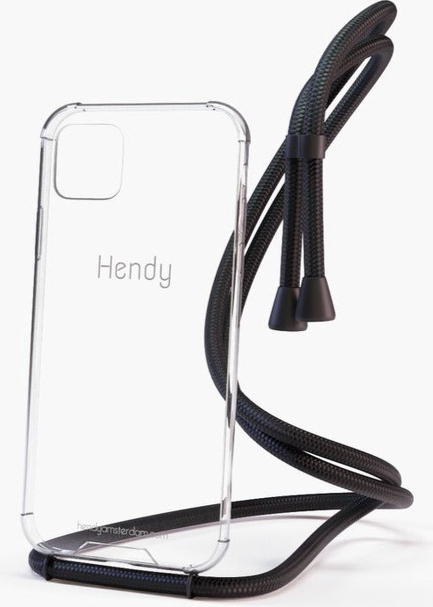 Hendy telefoonhoesje met koord - Classic - Full Black - iPhone 13 Mini