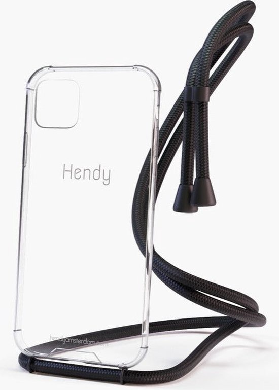Hendy telefoonhoesje met koord - Classic - Full Black  - iPhone 7 / 8 / SE (2DE GENERATIE)