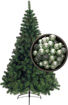 Sapin de Noël Bellatio Decorations H150 cm - avec boules de Noël vert menthe