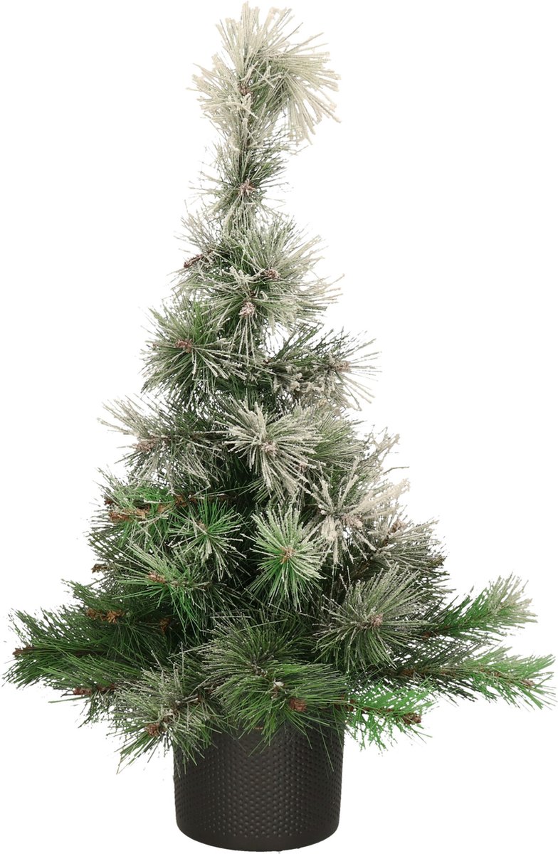 Everlands Kerstboom - kleine kunst kerstboom - H75 cm - pot donkergrijs