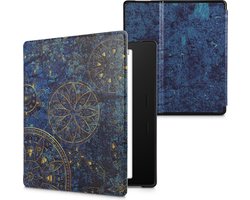 kwmobile e-reader hoesje geschikt voor Amazon Kindle Oasis 10. Generation hoes - E reader flip case met magnetische sluiting - Ereader cover - Mandala design in geel / donkerblauw
