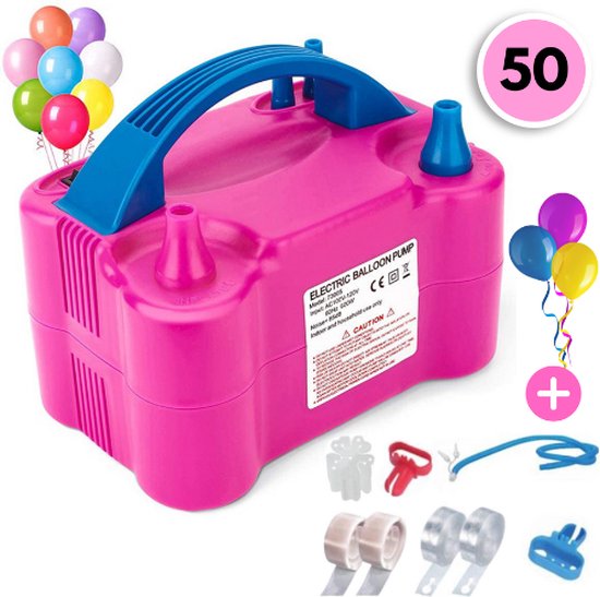 PRE FALL® Elektrische Ballonnenpomp Met Dubbele Vulfunctie & 50 Ballonnen – Ballonpomp – 120 V - 600 W