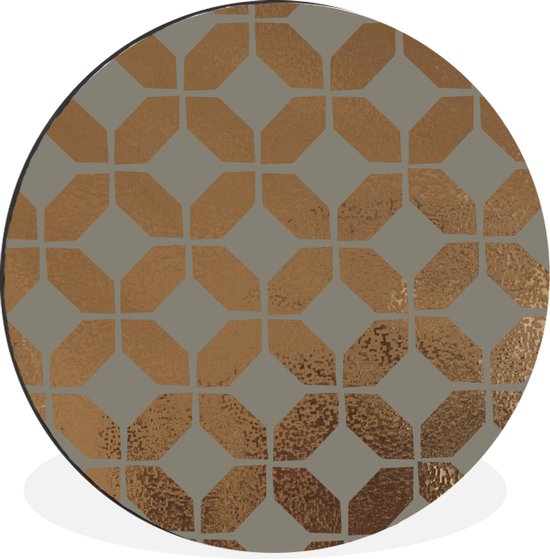 WallCircle - Wandcirkel - Muurcirkel - Patronen - Luxe - Goud - Grijs - Aluminium - Dibond - ⌀ 120 cm - Binnen en Buiten XXL