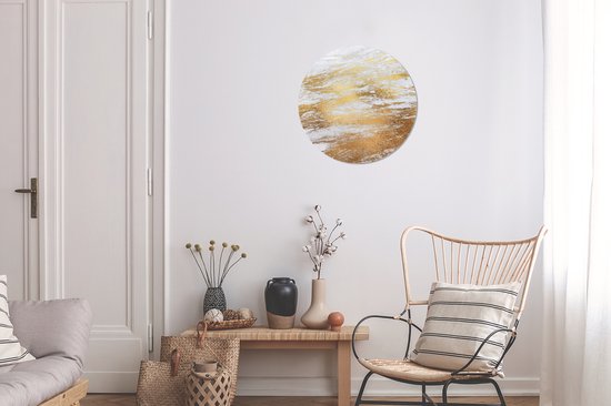 WallCircle - Wandcirkel - Muurcirkel - Marmer - Grijs - Goud - Aluminium - Dibond - ⌀ 30 cm - Binnen en Buiten