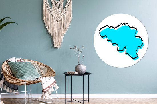 Illustration de la België en bleu Cercle mural aluminium ⌀ 90 cm - impression photo sur cercle mural / cercle vivant / cercle de jardin (décoration murale)