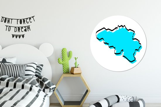 Illustration de la België en bleu Cercle mural aluminium ⌀ 90 cm - impression photo sur cercle mural / cercle vivant / cercle de jardin (décoration murale)