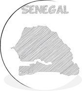 WallCircle - Wandcirkel - Muurcirkel - Zwart-wit illustratie van Senegal in het grijs - Aluminium - Dibond - ⌀ 90 cm - Binnen en Buiten