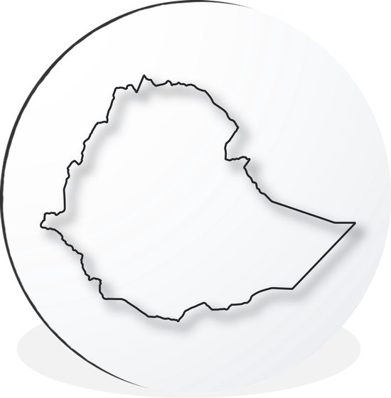 WallCircle - Wandcirkel - Muurcirkel - Illustratie van de omtrek van Ethiopië - Aluminium - Dibond - ⌀ 30 cm - Binnen en Buiten