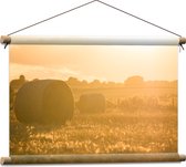 WallClassics - Affiche textile - Balles de foin au pâturage - 60x40 cm Photo sur textile