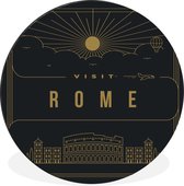 WallCircle - Wandcirkel - Muurcirkel - Stadsaanzicht Rome - zwart - Aluminium - Dibond - ⌀ 60 cm - Binnen en Buiten