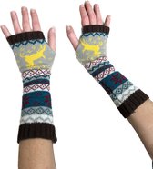 Winkrs - Lange Vingerloze Handschoenen Dames met Noors Design - Polswarmers met Rendieren