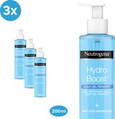 Neutrogena® Hydro Boost Gel Nettoyant Aqua, formule de gel léger hydratant efficace avec de l'acide hyaluronique et de la glycérine, nettoyant visage, 200 ml - Lot de 3