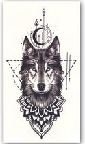 Temporary Tattoo Wolf (21x12 cm) [Neptattoo - Tijdelijke tatoeage - Nep Fake Tattoos - Water overdraagbare festival sticker henna outfit tattoo - Glitter tattoo - Volwassenen Kinderen Jongen Meisje]