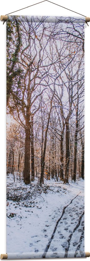 WallClassics - Textielposter - Kale Bomen in Bos tijdens Winter - 40x120 cm Foto op Textiel