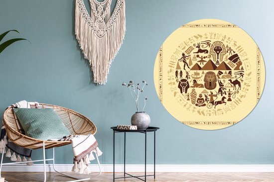 Illustration symbolique de l'Egypte Cercle mural aluminium ⌀ 140 cm