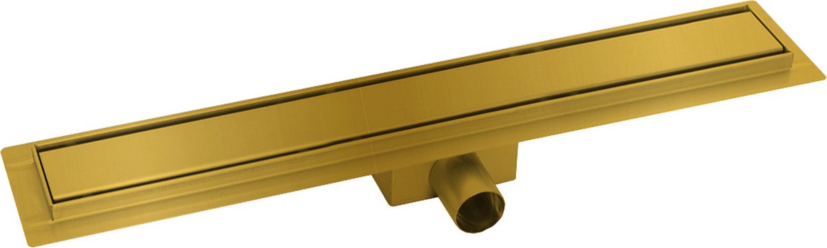 Badplaats Douchegoot 80 cm BP02 - Douchedrain Goud met Rooster - 7 cm Diep en Inclusief Afvoer