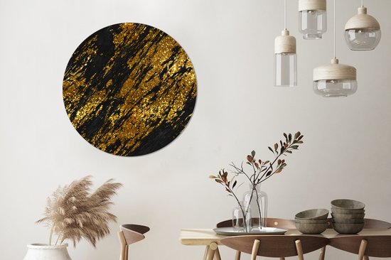 Cercle mural - Aluminium - Marbre - Or - Glitter - Zwart - ⌀ 90 cm