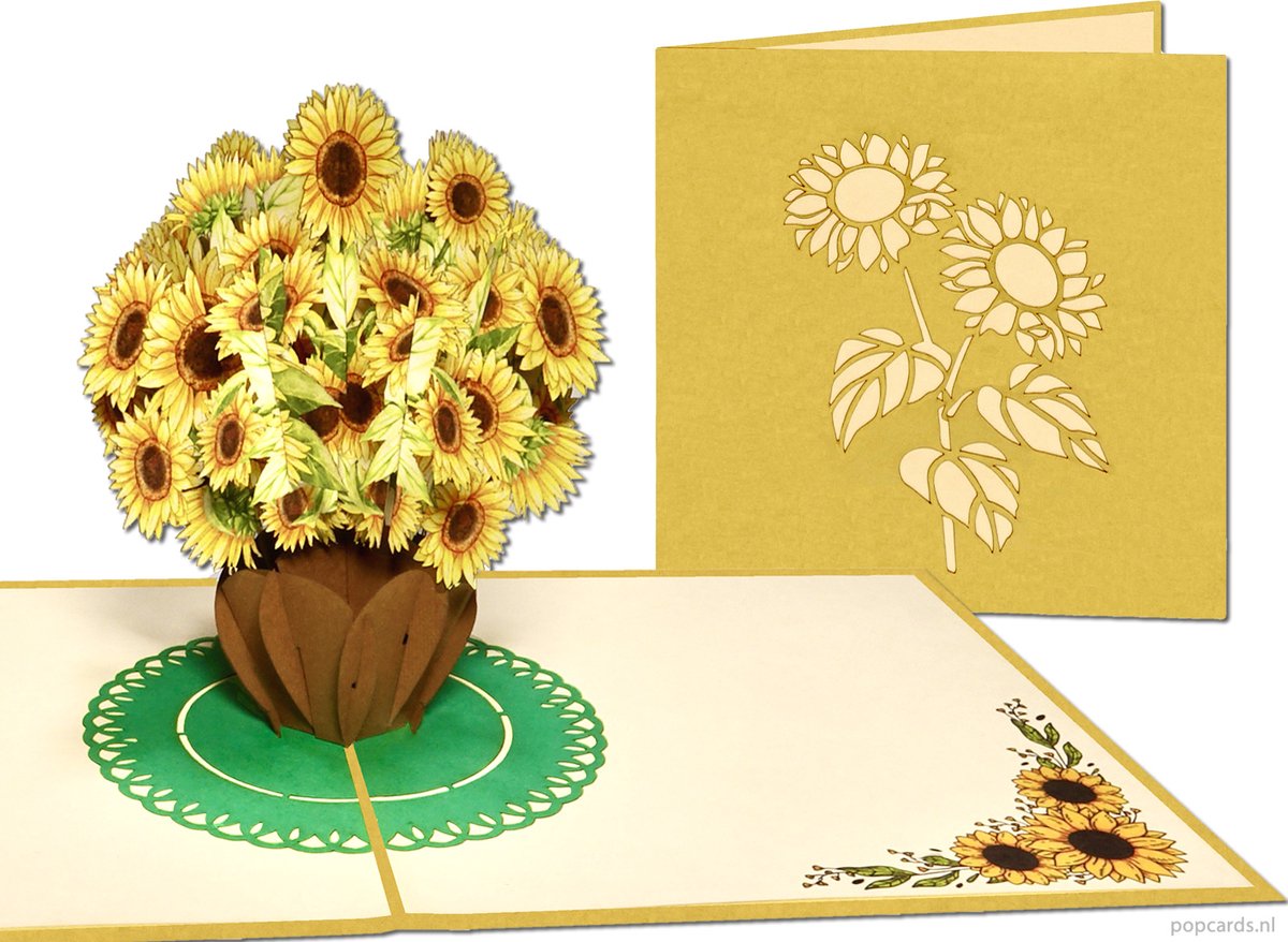 Popcards - Verjaardagskaart Zonnebloemen van Van Gogh 3D wenskaart