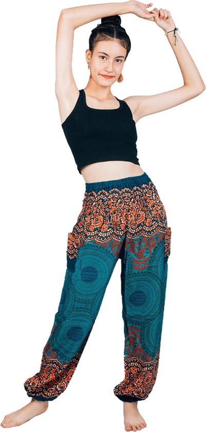 Sarouel - Pantalon de yoga - Pantalon d'été - Taille M mandala turquoise