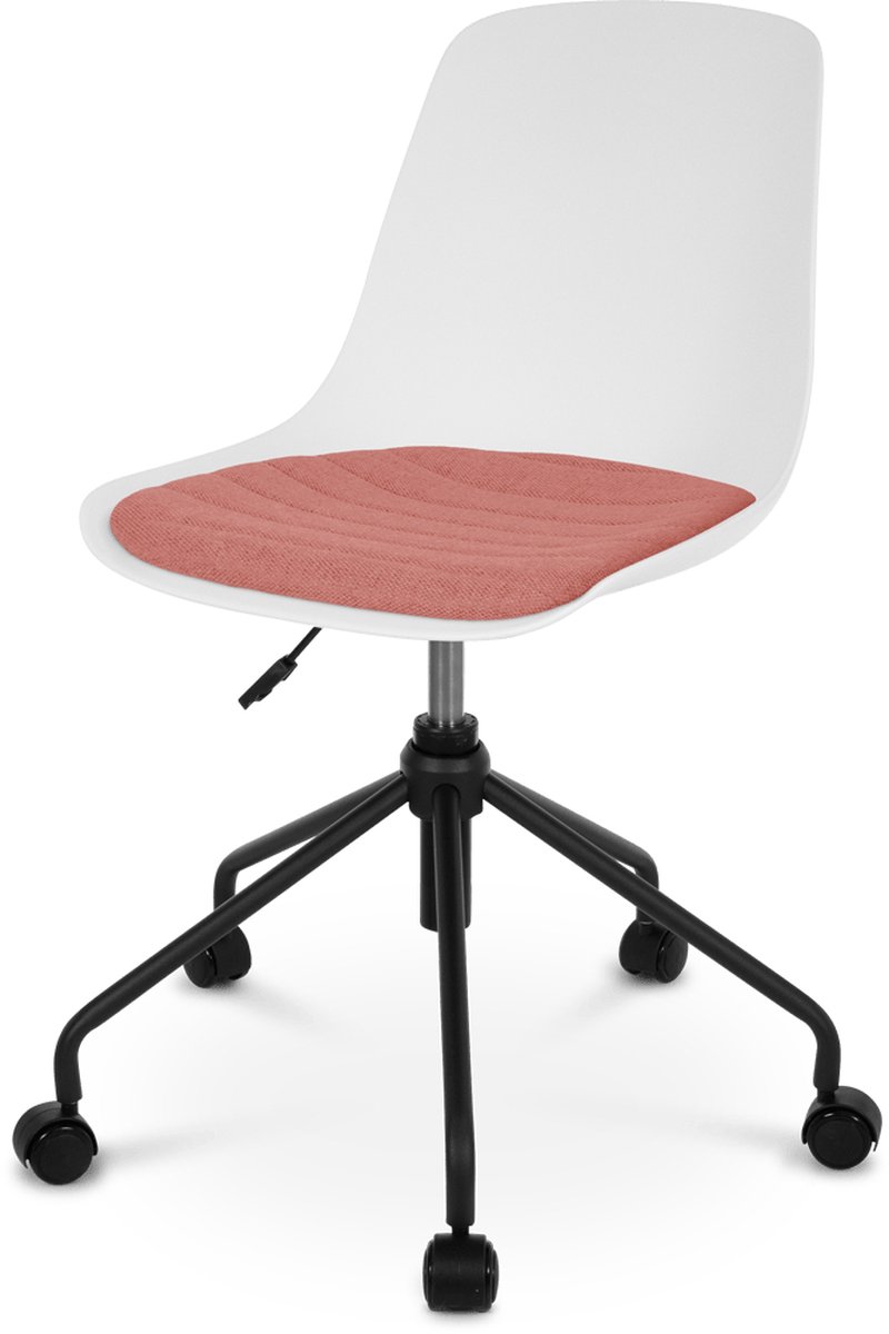 Nout-Liv bureaustoel wit met terracotta rood zitkussen - zwart onderstel