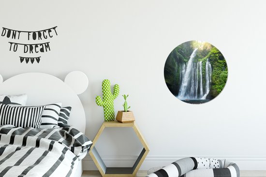 WallCircle - Cercle mural - Cercle mural - Indonésie - Cascade - Berg - Aluminium - Dibond - ⌀ 30 cm - Intérieur et Extérieur