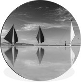 Paraws à la plage de Boracay - cercle mural noir et blanc aluminium ⌀ 90 cm - tirage photo sur cercle mural / cercle vivant / cercle de jardin (décoration murale)