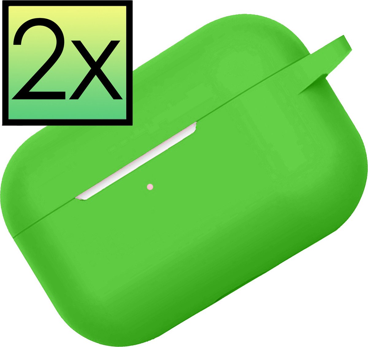 Hoes Geschikt voor Airpods Pro Hoesje Cover Silicone Case Hoes - Groen - 2x